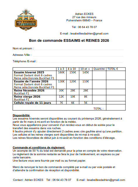 Essaims et reines fécondées en Alsace